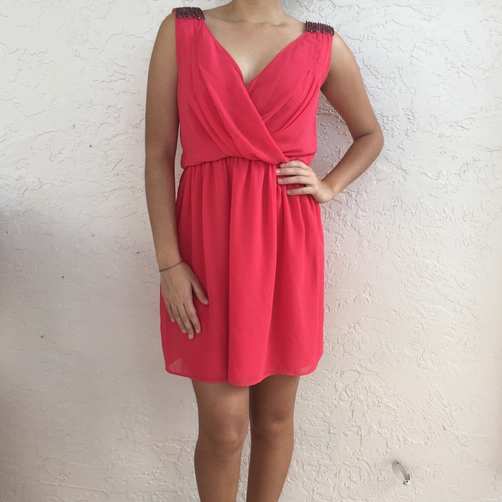 Zara Pink Shoulder Embedded Dress.